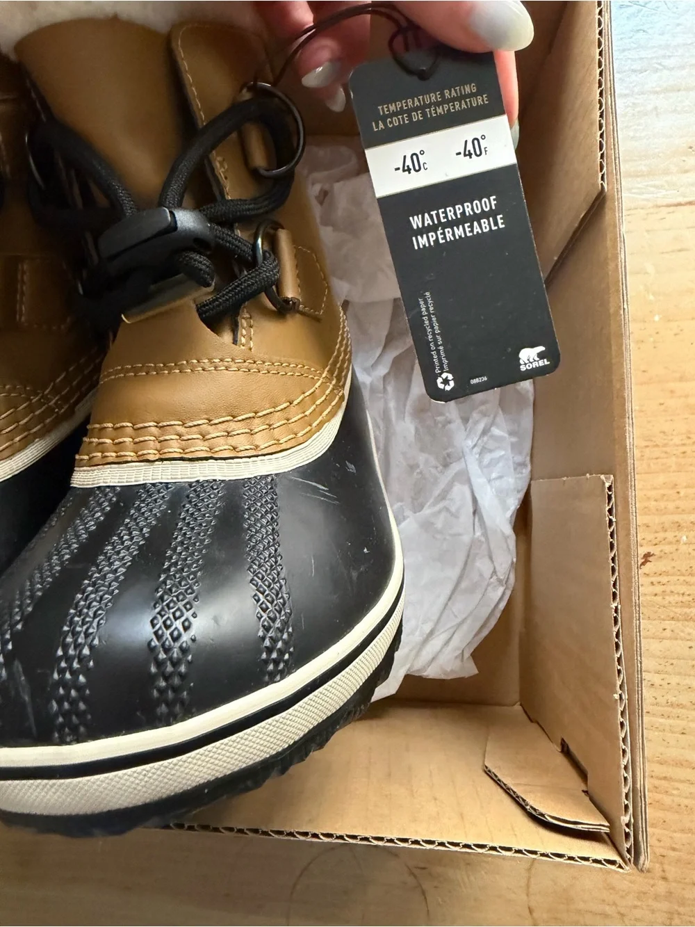 Sorel Kids Waterproof Winter Boot - Black & Tan with Cream Collar